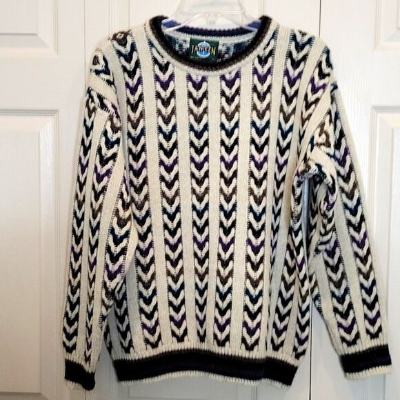 JANTZEN Multicolored Heavy Crewneck Sweater Size Medium - Picture 1 of 8
